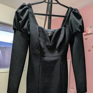 Size 0 Express Black Puff Sleeve Mini Dress